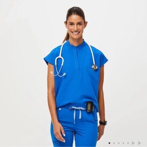 Figs Royal Blue Rafaela Oversized Scrub Top
